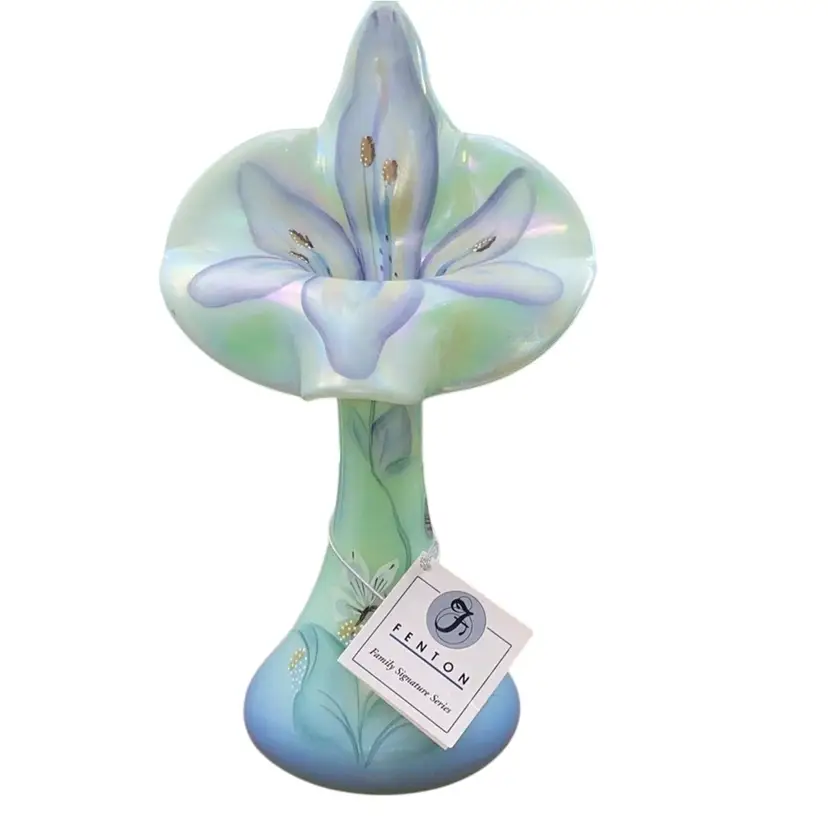 Fenton "Floral Interlude" Jack in the Pulpit Vase Signed