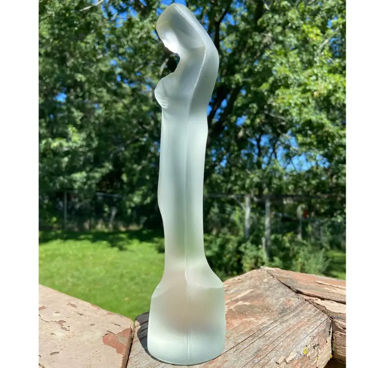 Frosted Glass Figurine, Madonna & Child, By Stef Uiterwaal - Glasfabriek Leerdam. 9.5”h.