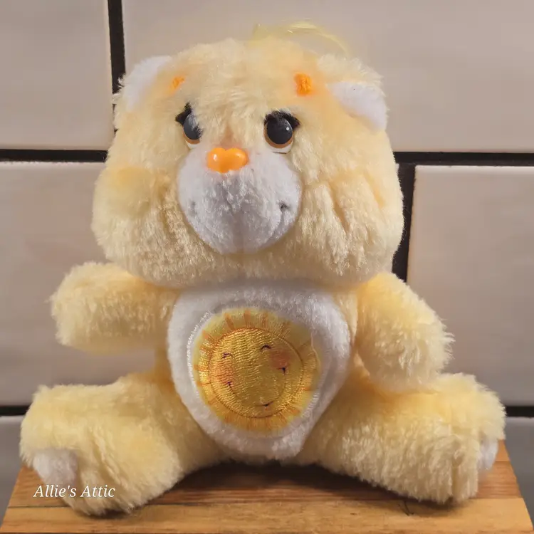 80s Vintage Funshine Yellow Sunshine Care Bears Plush Stuffed Animal Toy 6"