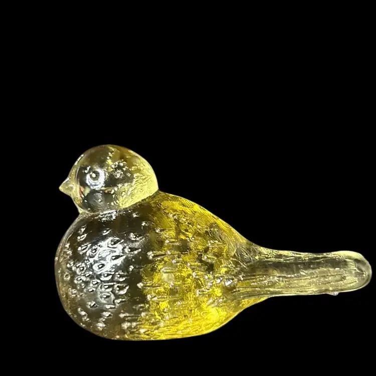 Wilkerson Glass Yellow Mini Dove Bird: 2.5”x1.25”x1”