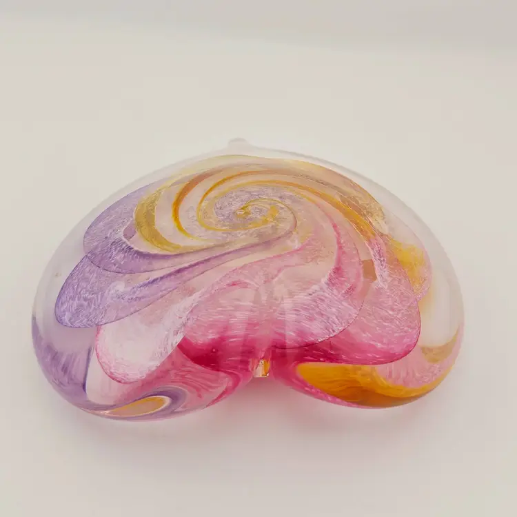 Hot Island Glass Signed 2006 Heart Paperweight