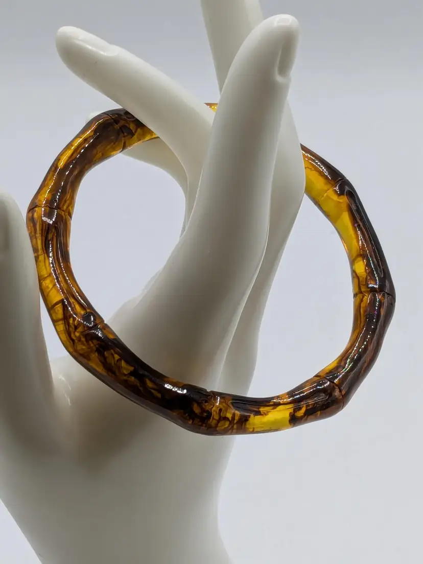 Vintage Faux Amber Bangle Bracelet Lucite Jewelry