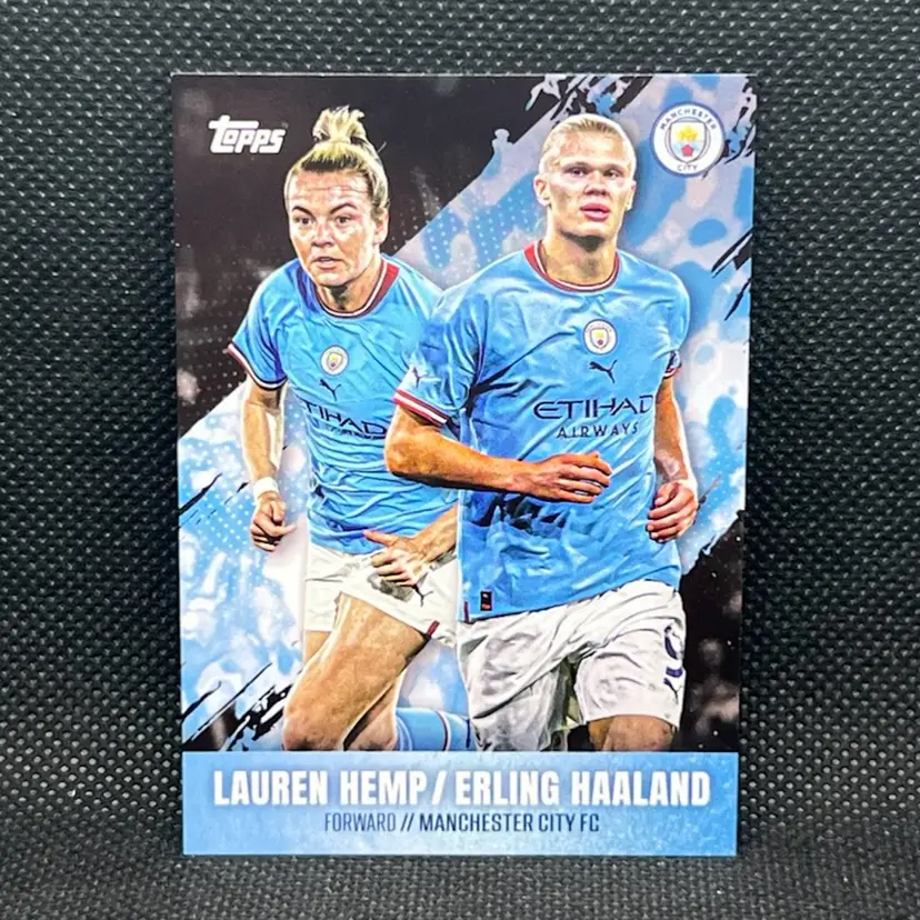 Lauren Hemp and Erling Haaland 2023 Topps Manchester City Team Set Soccer Card