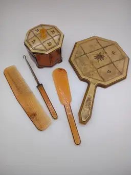 Dupont 5 piece celluloid vanity set