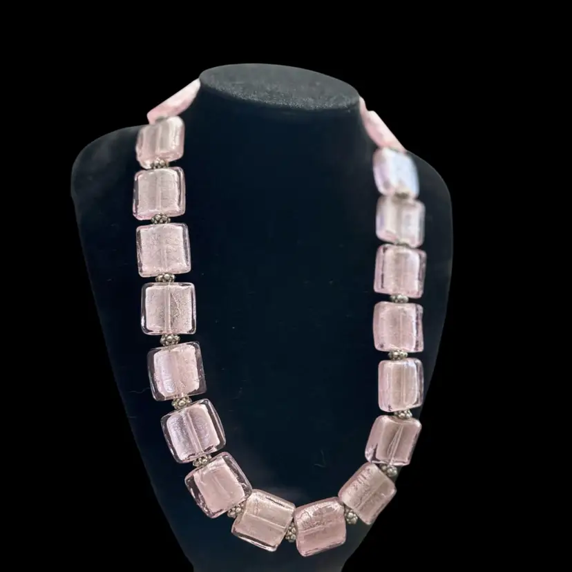 Pink Glass Beaded Necklace