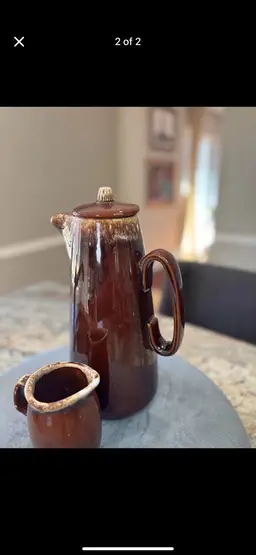 Vintage Hull Brown Drip Coffee Carafe Pitcher and creamer Set