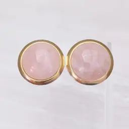Vintage Clip On Earrings Large Domed Light Pink with Gold Tone Halo Statement