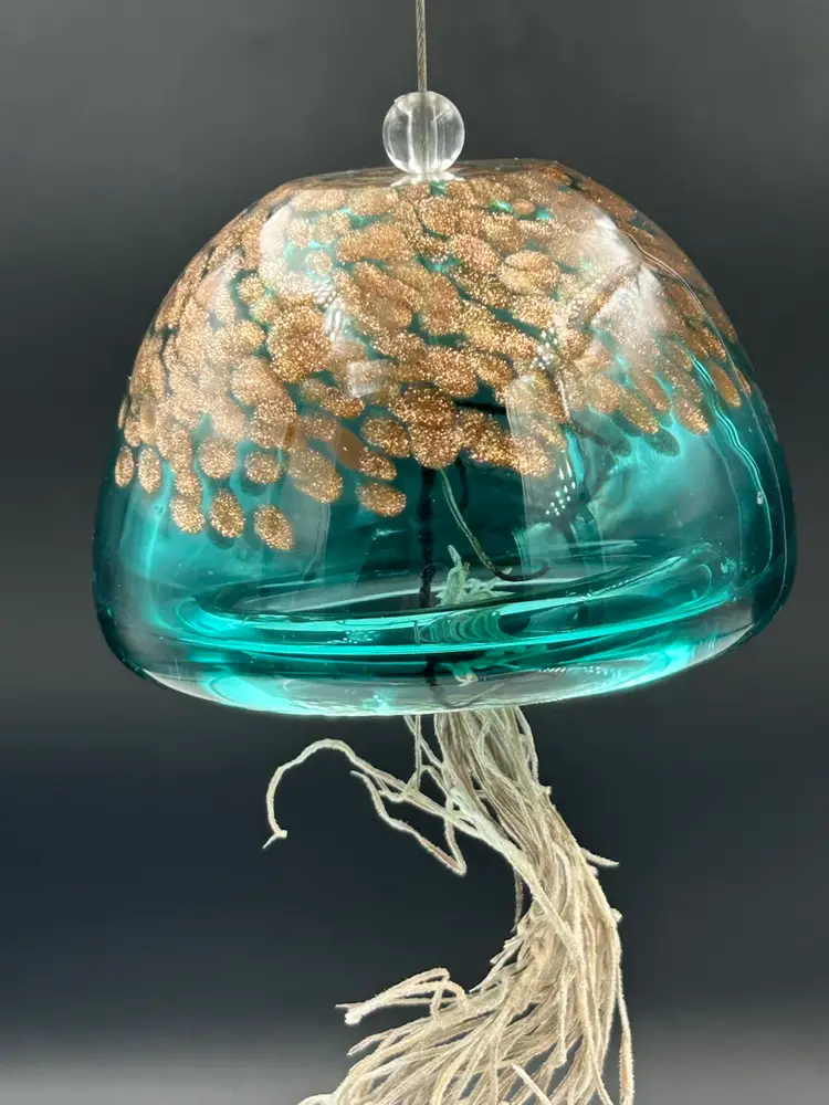 Hand Blown Art Glass Jellyfish Air Plant Holder