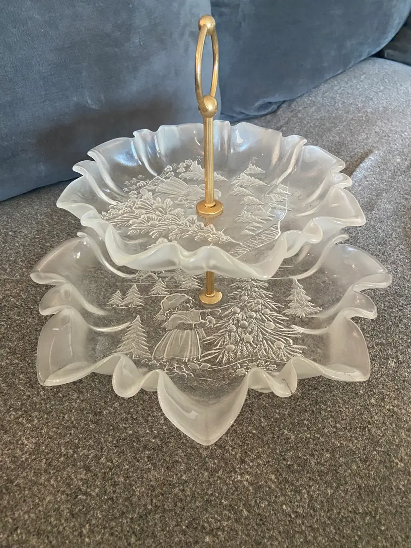 Mikasa 2-Tier Christmas Story Tidbit Server w/ Scalloped Rim