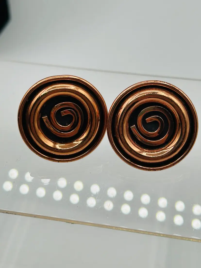 Vintage Mid Century RENOIR Copper Swirl Cuff Links