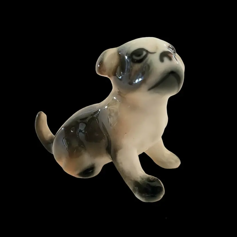 Bulldog Porcelain Puppy Miniature 1 1/2" long approximately unbranded Vintage