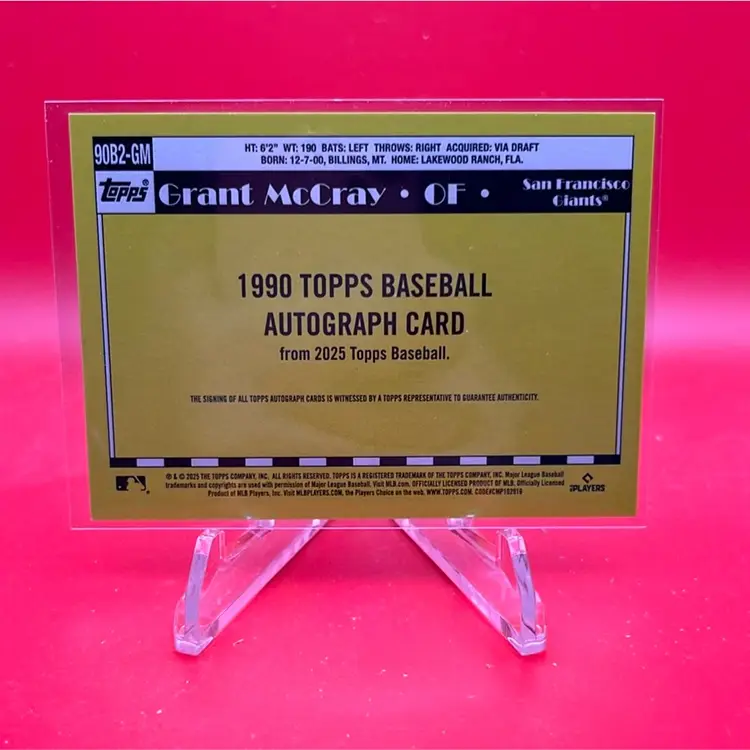 Grant McCray 2025 Topps Series 2 1990 Topps Baseball Auto RC  San Francisco Giants