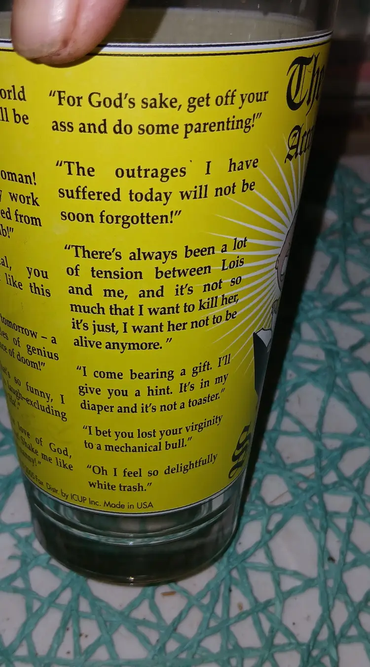 Vintage Stewie Drinking Glass