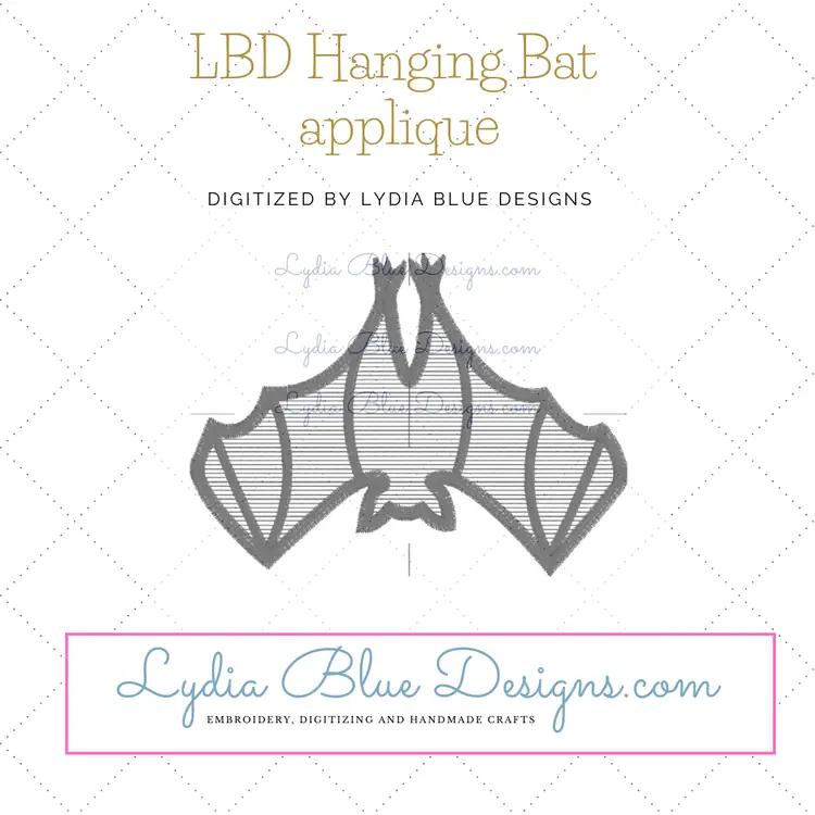 LBD Hanging Bat  applique Design- Digital Product