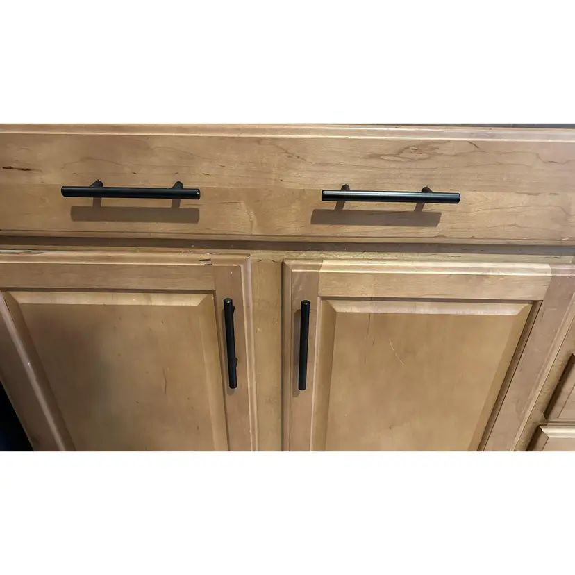 Solid SS Euro Cabinet Pulls Matte Black 3-3/4" Hole Centers-7-Open Box CAULDHAM