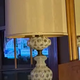 Fenton Honeysuckle Coin Dot Lamp Pair