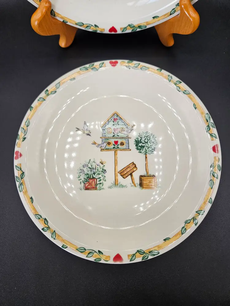 Set Of 3 Thomson Pottery Birdhouse 7 3/4" Salad Plates