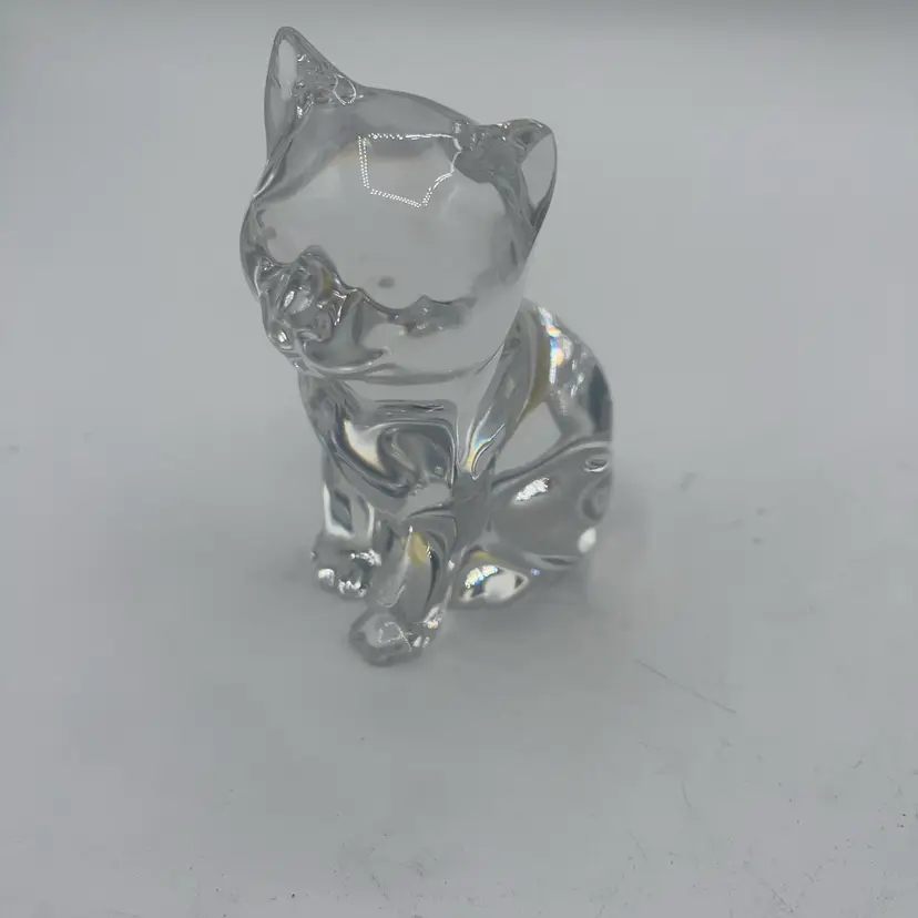Princess House 80’s Crystal Cat Figurine Paperweight 24% Lead W. Germany 3.75”