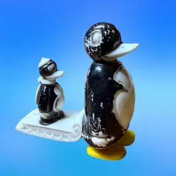 60’s Marx Celluloid Ramp Walker Toy, Winter Penguins