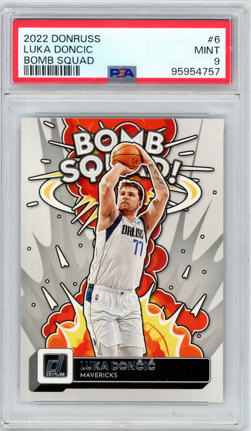 2022 Donruss LUKA DONCIC #6 Bomb Squad MAVERICKS LAKERS PSA 9 MINT
