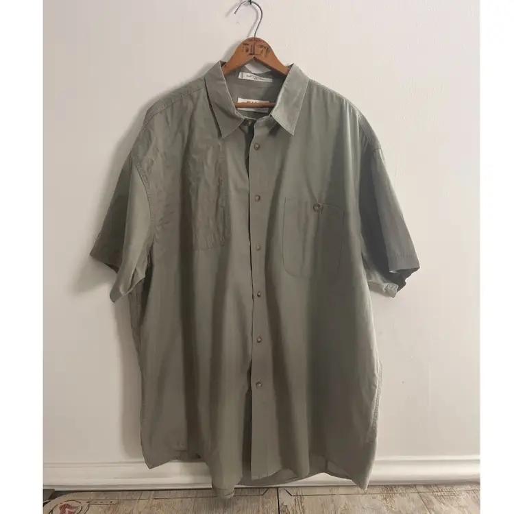 Orvis Shooting Shirt Short Sleeve Khaki Green XXL Padded Shoulder Cotton FLAW