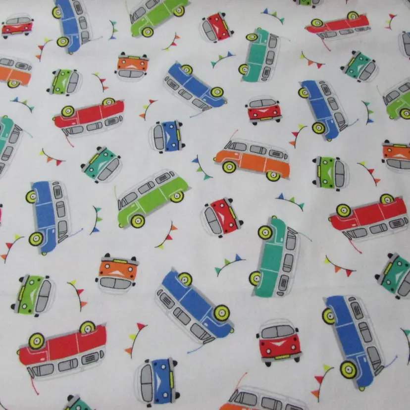Classic Campers Flannel Fabric Remnant - 100% Cotton - Choose Size - Soft Craft & Quilting Fabric
