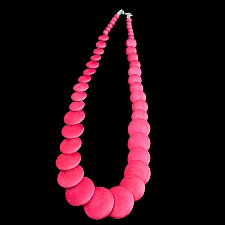 Red Coral Howlite Semi-Precious Stone Necklace