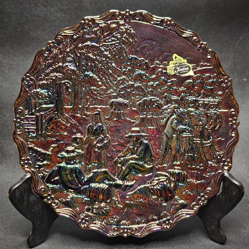 Vintage 1983 Fenton Carnival Glass Collector Plate HARVEST No. 2 of the series