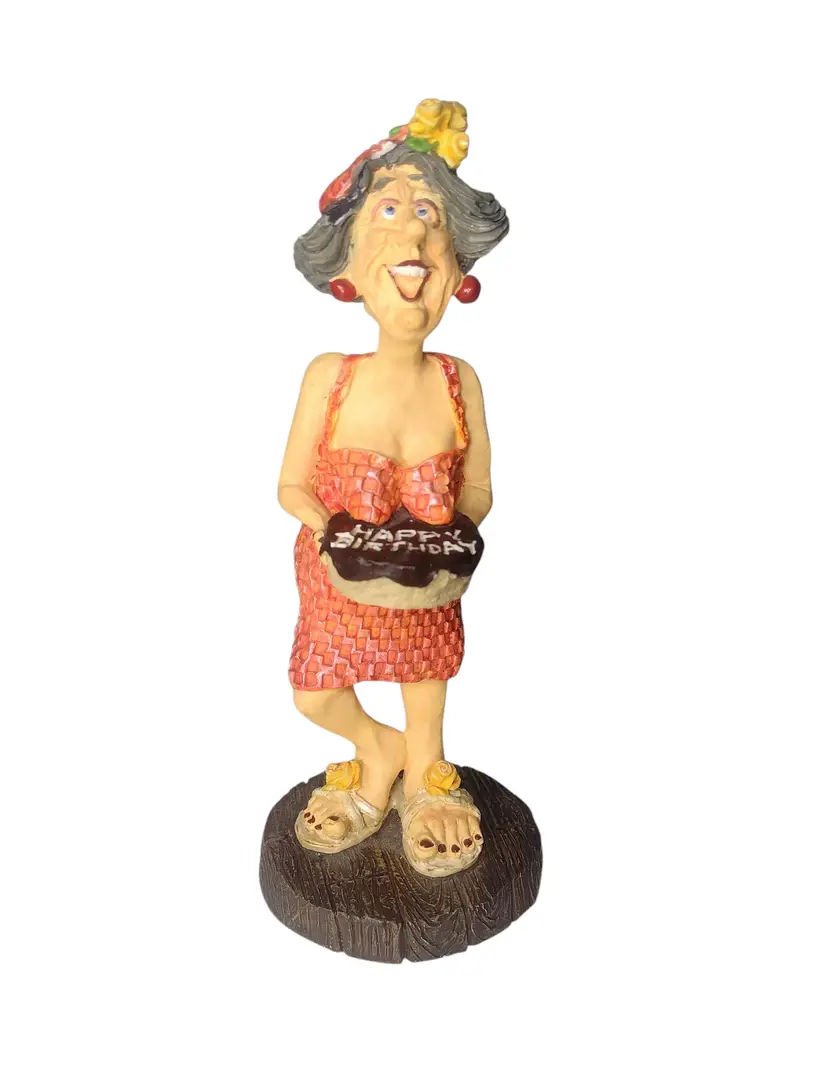 Vintage Doug Harris Happy Birthday Figurine Female Russ Berrie #13189 Whimsical