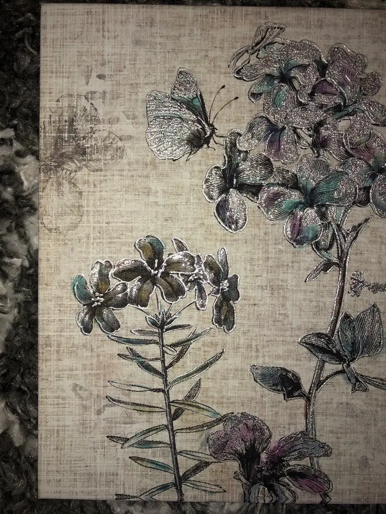 Floral And Butterfly Canvas Art 12” Square Set Of 2