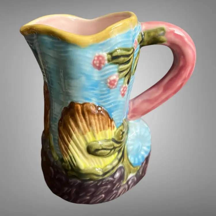 Vintage Ocean Themed Majolica Type Pitcher / Creamer By Sadek