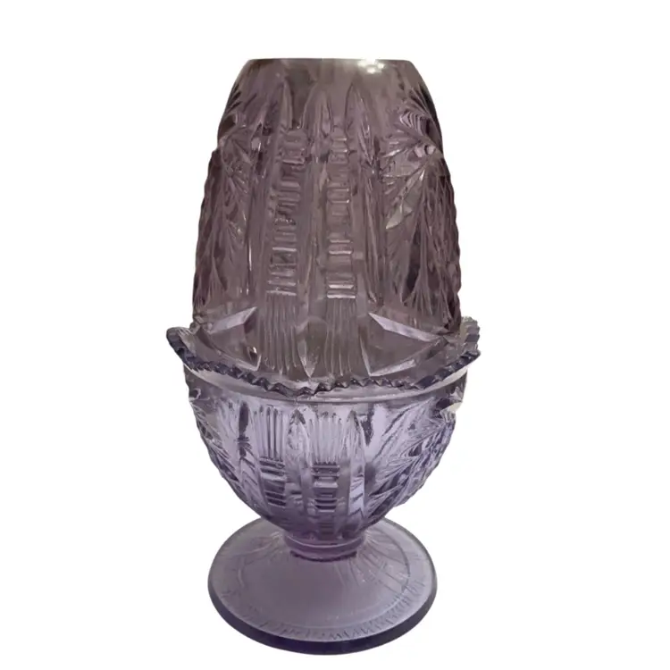 2-piece Vintage Fenton Wisteria Fairy Light In The Pineapple Heart Pattern 7.25” X 4”