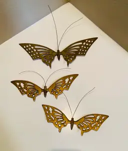 Vintage 70’s Brass Butterfly Wall Decor Set of 3 Hollywood Regency Boho Mid Century Modern