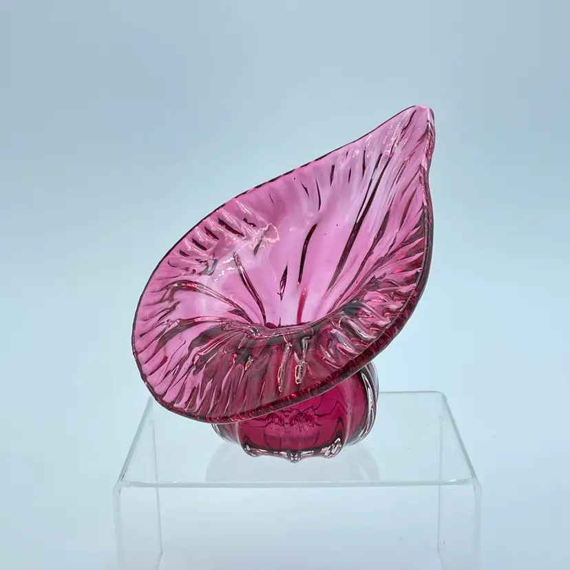 Rossi Glass Cranberry Pink Jack in the Pulpit Vase Canada Vintage