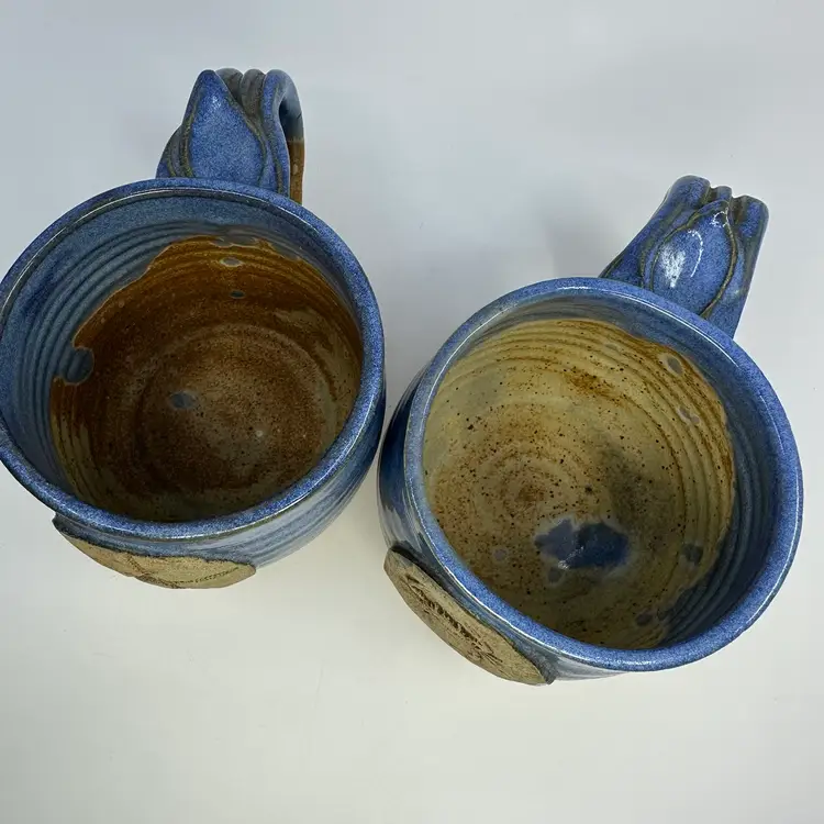 Studio Pottery Mugs Starfish & Crab Set/2