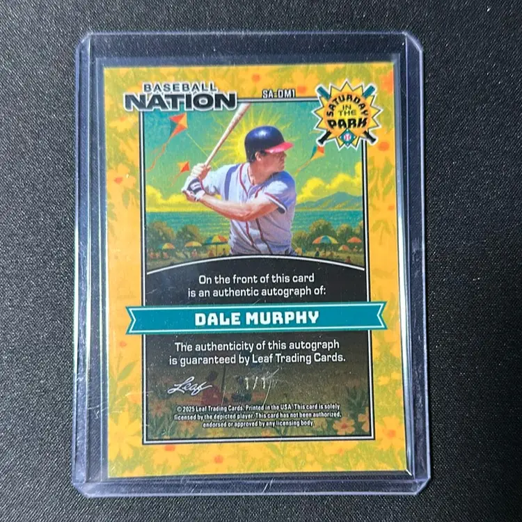 Dale Murphy 2025 Leaf Baseball Nation Saturday In The Park Auto 1/1 Atlanta Braves
