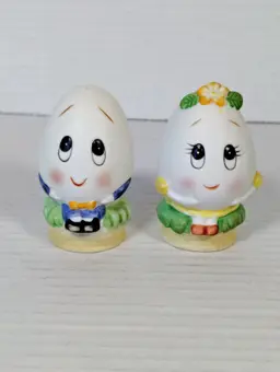 Lefton Anthropomorphic Egg Salt and Pepper Shakers