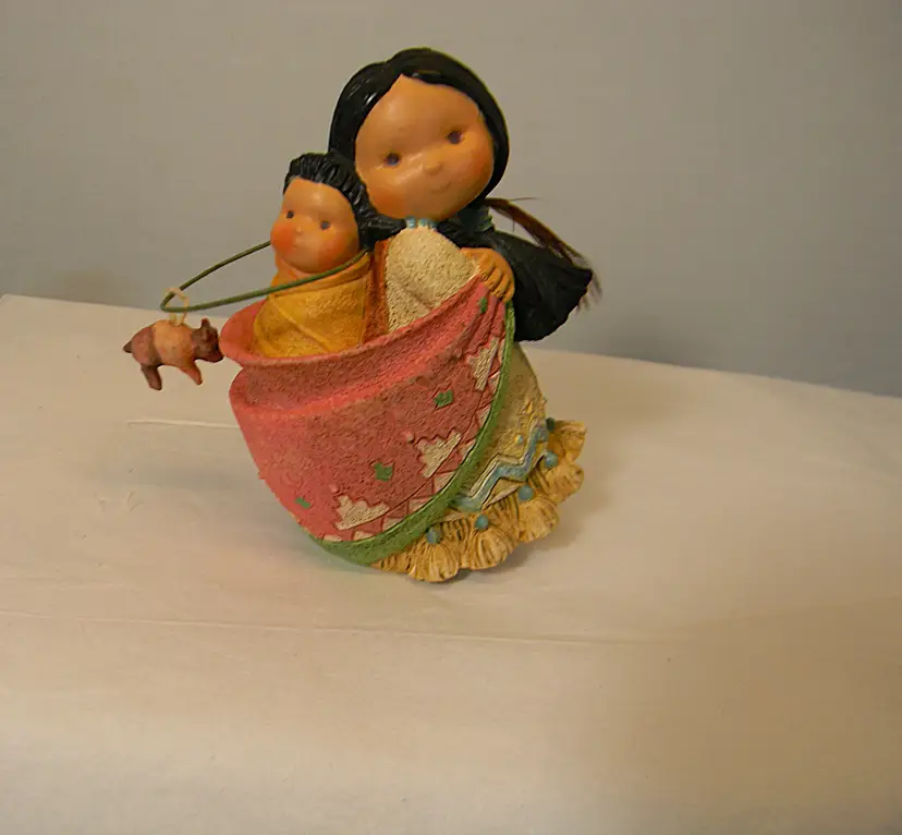 Friends of the Feather "Bearing lots of Love" #115592 Mom with Papoose Figurine-Enesco corp.