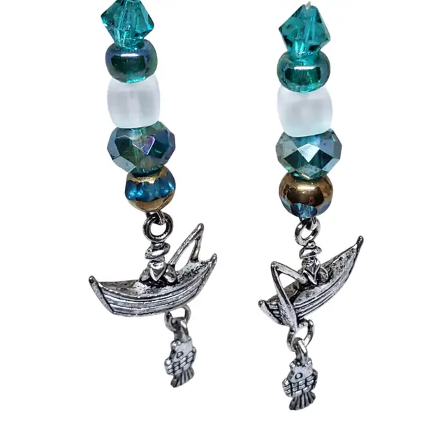 Handcrafted Fisherman  Charm Beaded Earrings