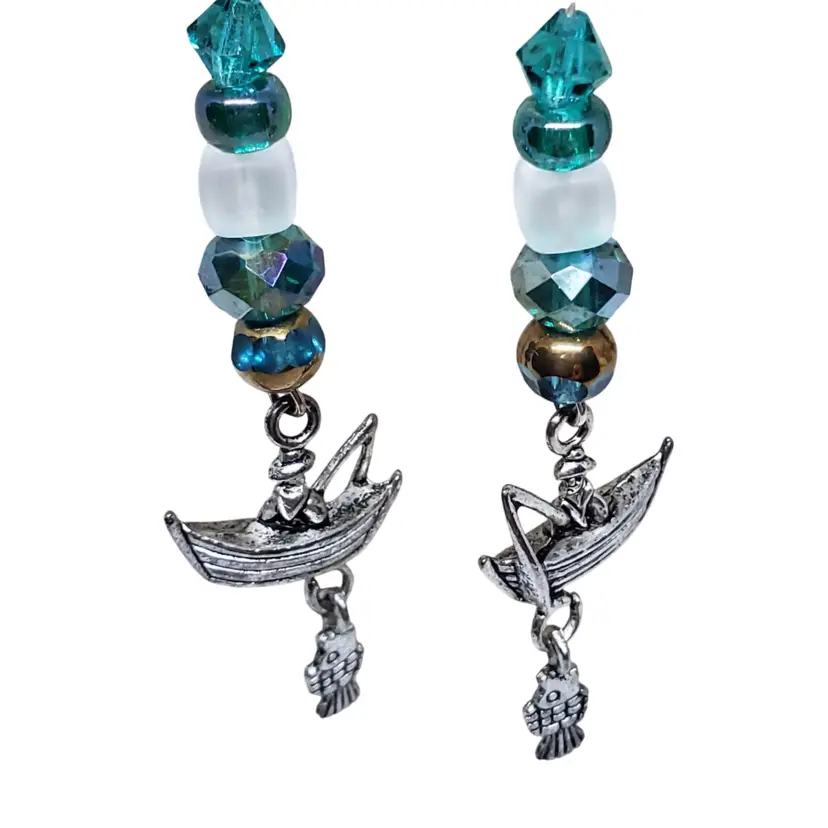 Handcrafted Fisherman Charm Beaded Earrings