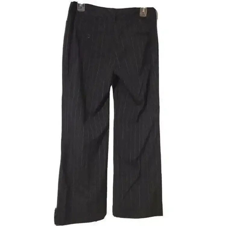 IN Studio Dress Pants Womens 8P Petite Pin Striped Black Leg Wide Career