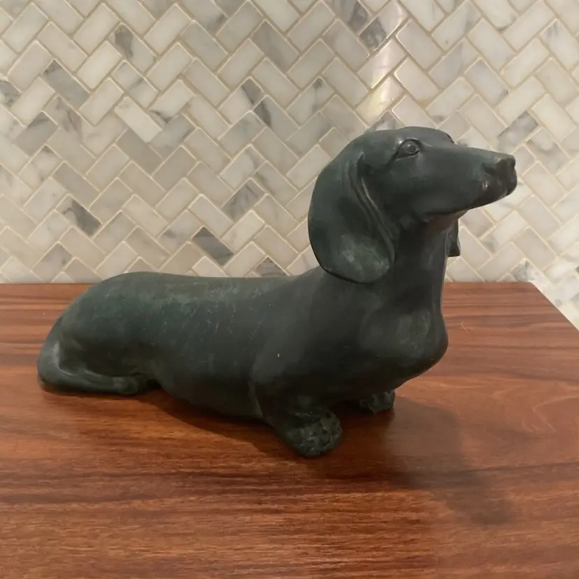 103b Resin Metal Look Dachsund Figurine