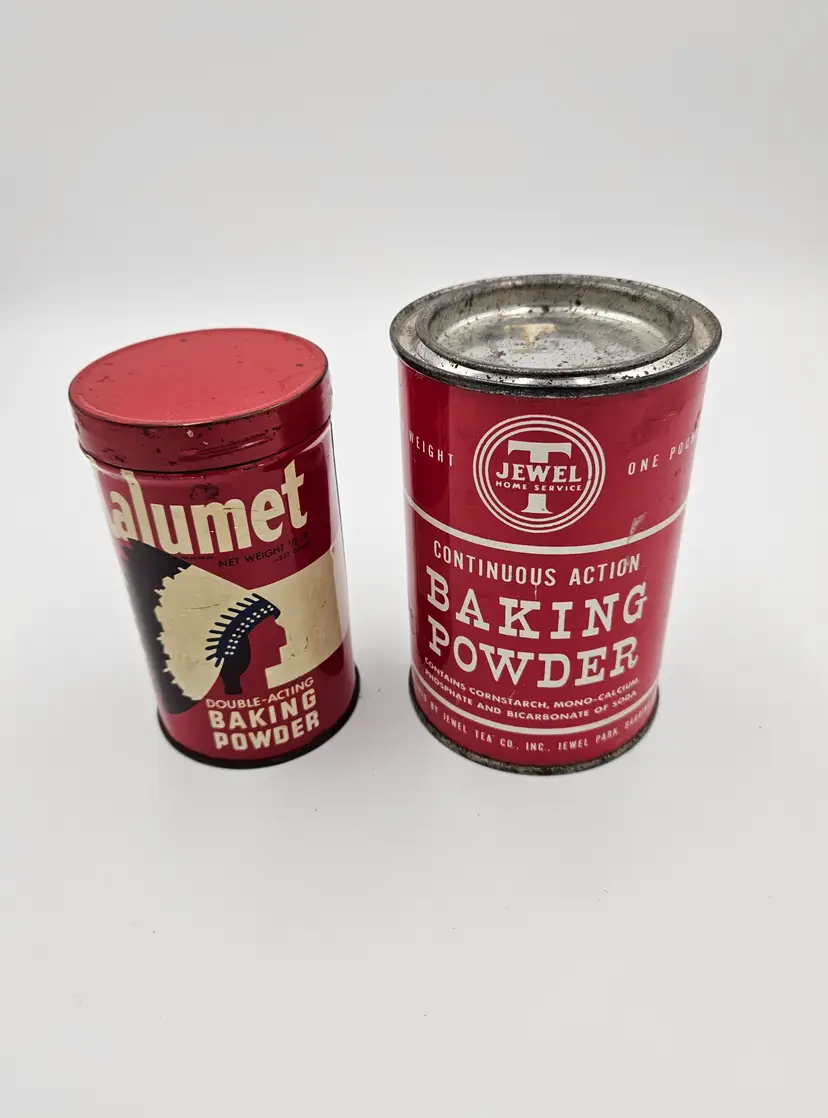 #C110 Empty Baking Powder Tins Set of 2