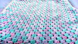 Afghan Home Made - Purple, Pink, and Blue - Approximately 50"x50"