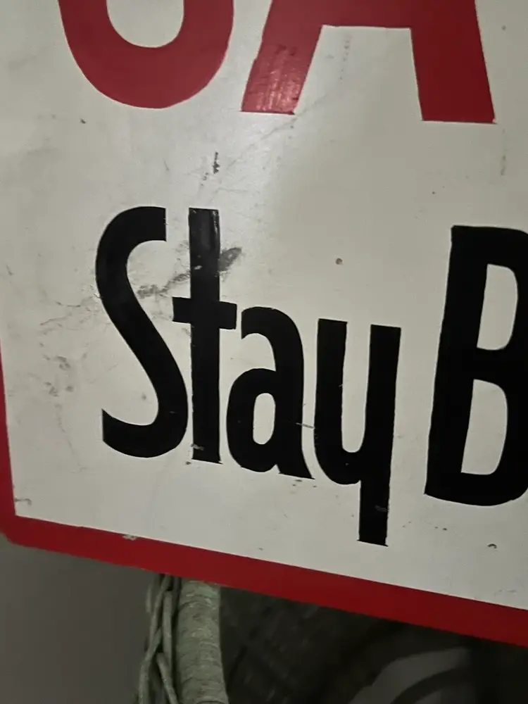 Metal “CAUTION Stay Back 6’ Feet” Sign