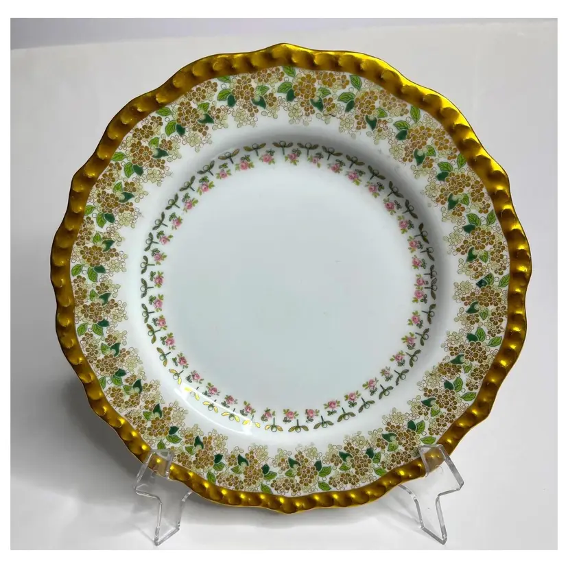 Antique c.1900 Jean Pouyat for Limoges Heavy Gold Trim 8.75" Cabinet Plate