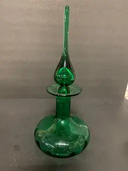 Mid/Century Emerald Optic Glass Decanter