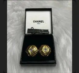 Vintage Chanel Clip On Earrings With Crystals