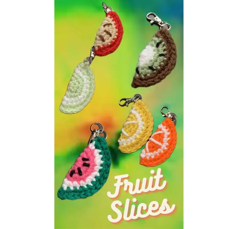 Deliciously Cute Crocheted Fruit Slice Keychain