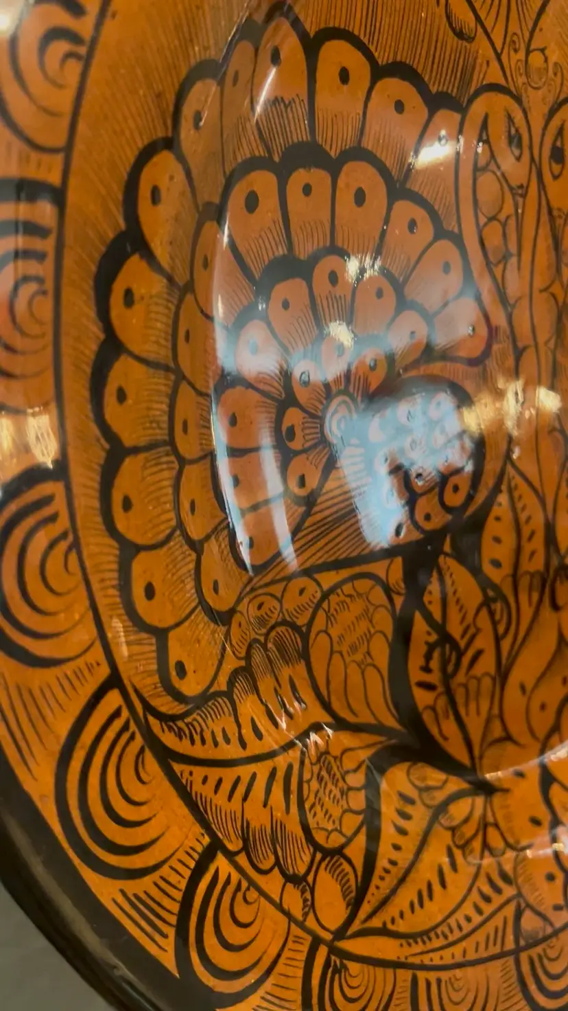 Hand Painted Mexican Bird Folk Art XL Wall Plaque Decor Platter 16” In Diameter